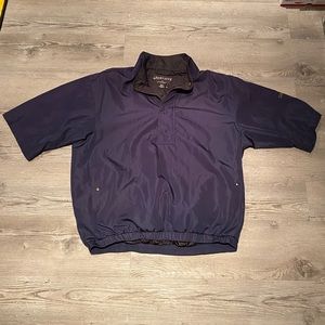 Footjoy Dryjoys Mens Jacket Medium Navy Short Sleeve Quarter Zip Pullover Wind
